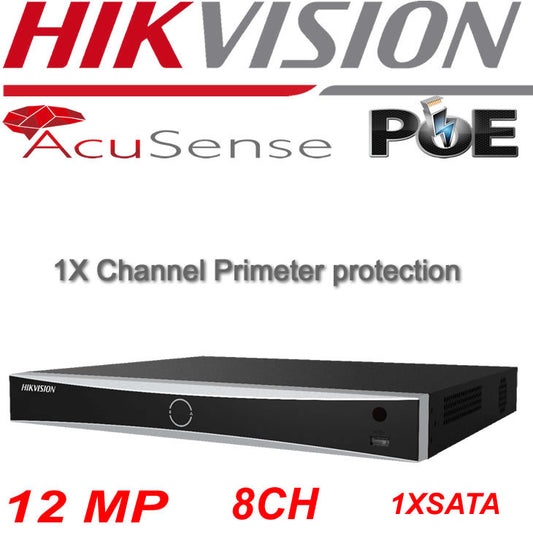 Hikvision DS-7608NXI-K1/8P 8-Channel 12MP IP Smart NVR 80 Mbps 8 x PoE+ 75W